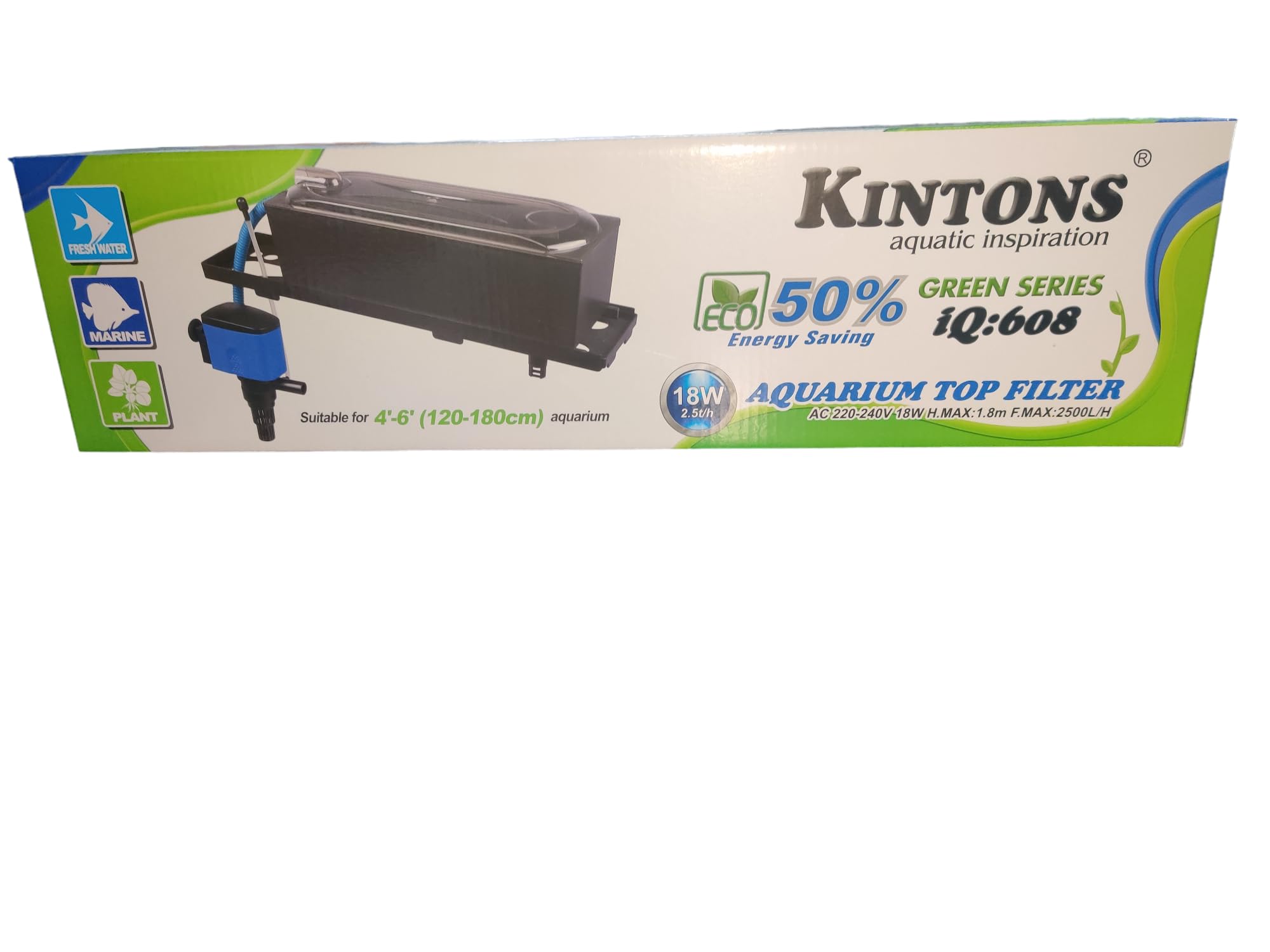Kintons IQ Green Series 50% Energy Saving Aquarium Top Filter (IQ-608 (18W, H.Max- 1.8m - 2500L/H)) (B0CWRWBZBJ) Amazon Price History, Amazon Price Tracker
