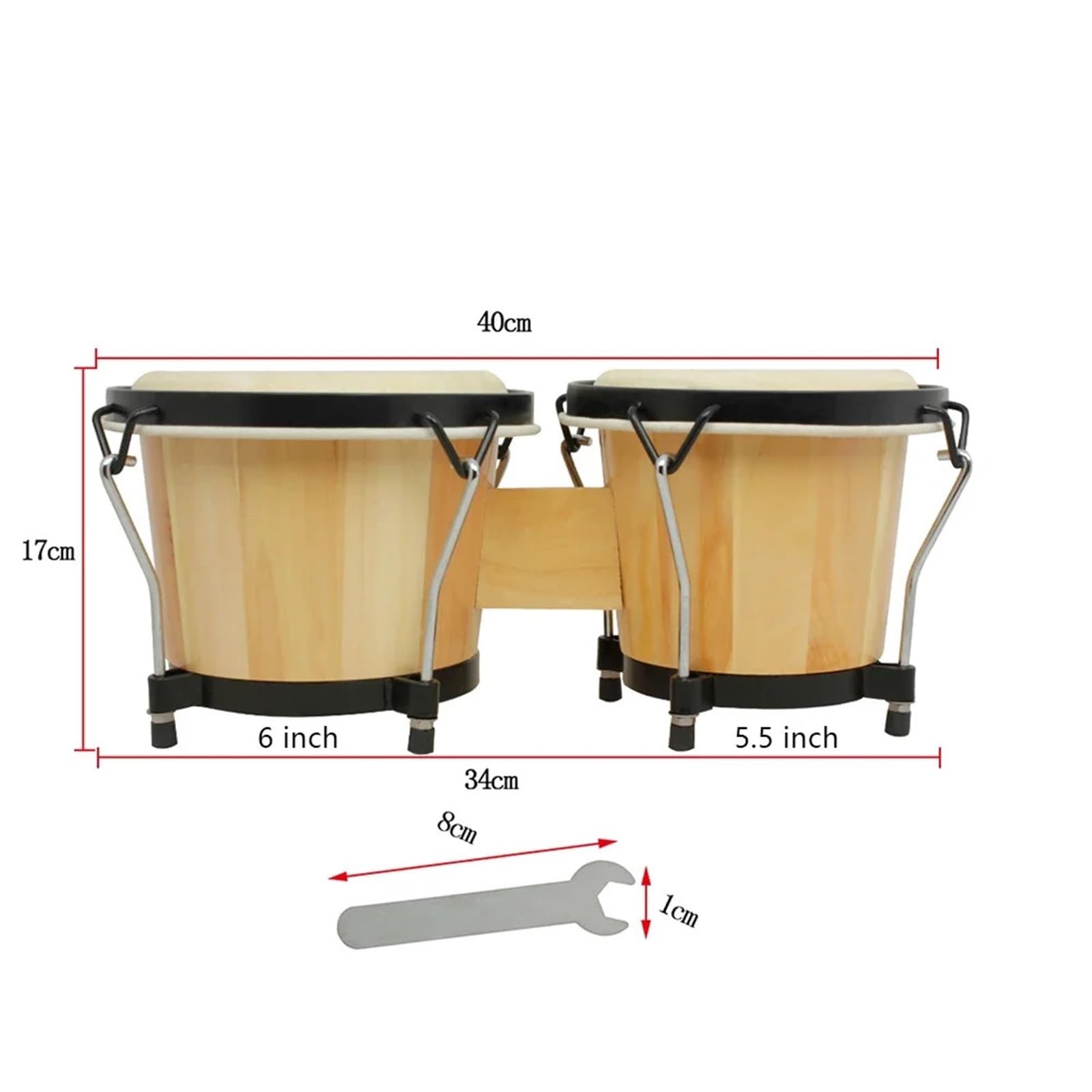 Bongos Tambor Bongo de madera maciza, doble tambor, estilo Jazz, pandereta, musical, instrumento percusión portátil