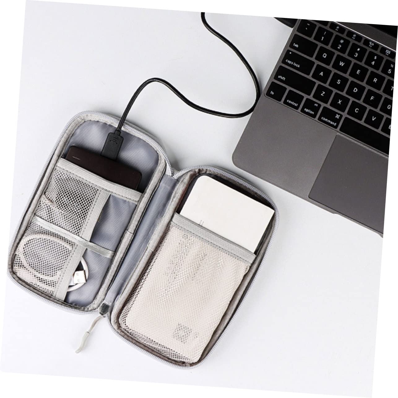 3 Pezzi Organizer Elettronico per Accessori Digitali Custodia da Viaggio Grande Grigia Elegante per Cavi Dati Caricabatterie e Hard Disk Borsa Portatile Protettiva e Compatta con