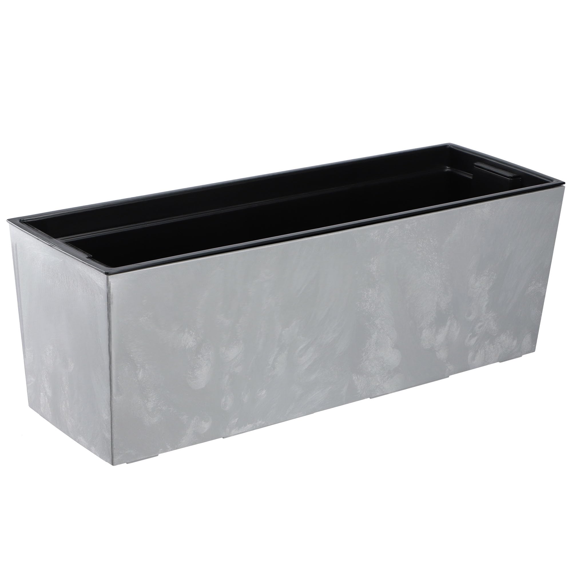 KADAX Blumenkasten 18,5x56 cm, Betonmuster, Grau, mit Einsatz – wetterfester rechteckiger Pflanzkasten für Balkon und Outdoor