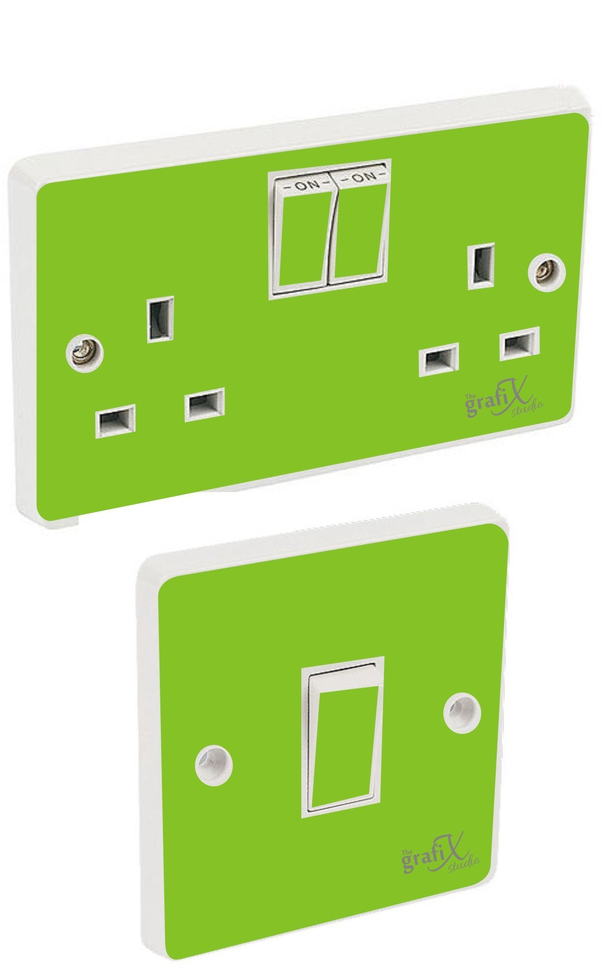 the grafix studio Lime Green Gloss Light Switch & Double Socket Sticker Vinyl/Skin cover