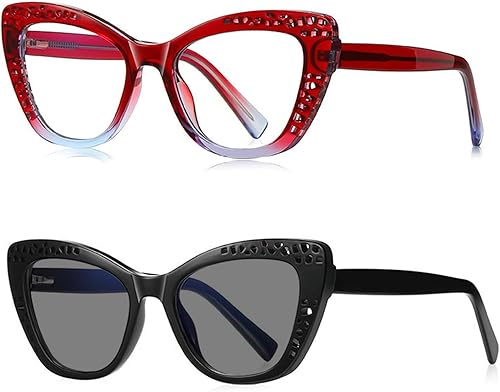 Miniatura 9 de helena 2 lentes de lectura fotocromáticos de transición TR90 ojo de gato para mujeres de gran tamaño, lentes de aumento