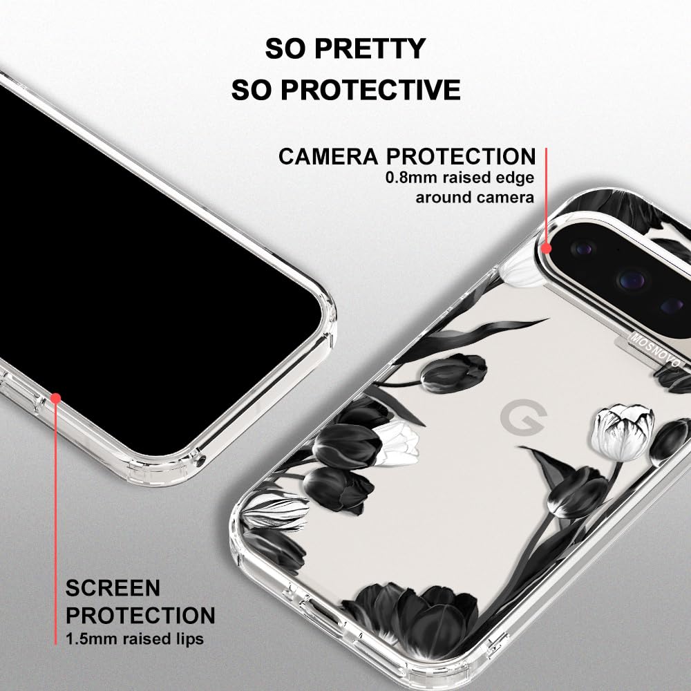 MOSNOVO Case for Google Pixel 10 & Pixel 10 Pro, [Buffertech 6.6ft Military-Grade Drop Protection] [Anti Peel Off Tech] Clear TPU Bumper Phone Case Cover Design - Cute Cherry — view 214