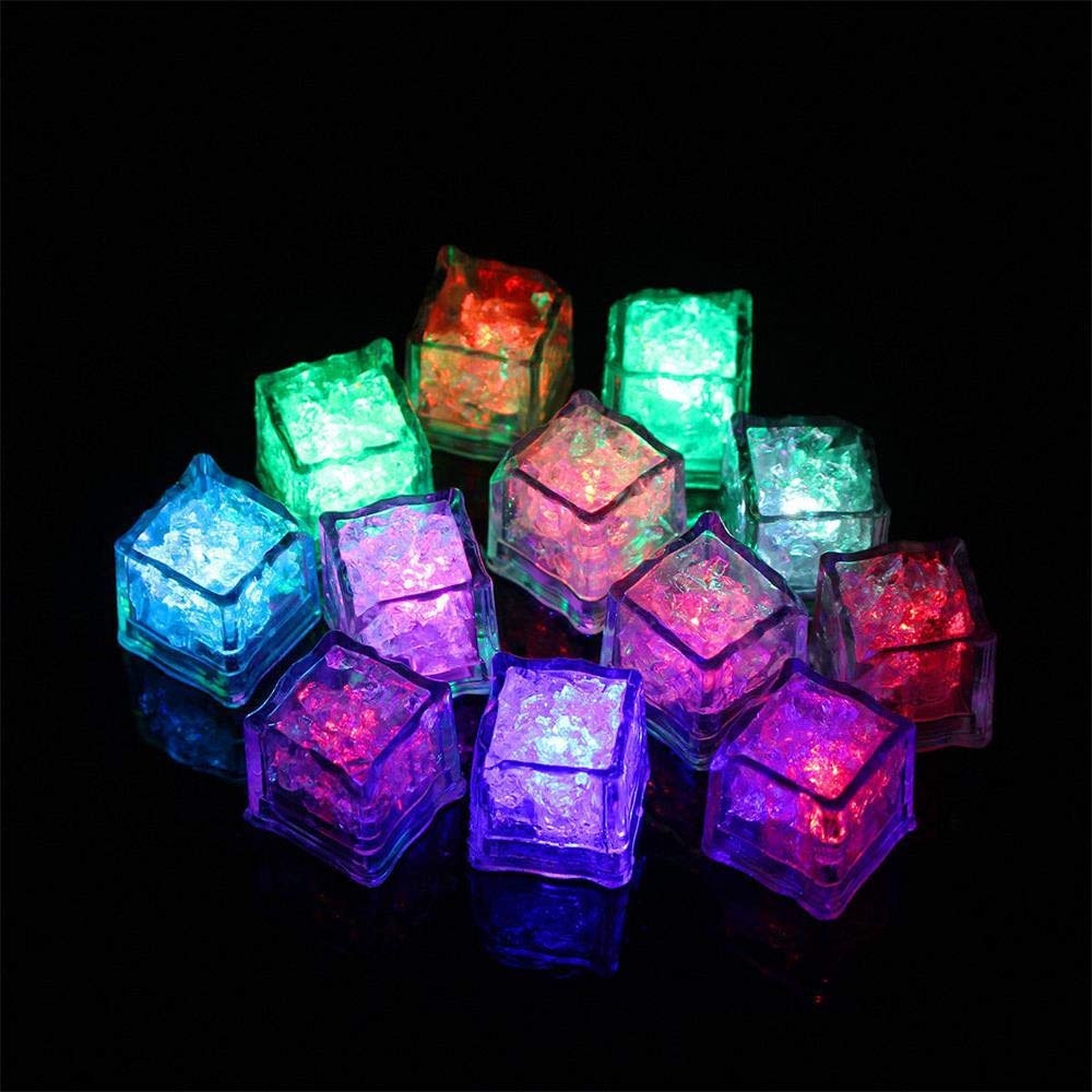 Spritumn12 Pack Light-up LED Ice Cubes for Drinks Wine Whiskey Color Changing Light Multicolor, LED Ice Cubes Liquid Sensor Water Activated Reusable Glowing, Party Decoration Gift. (Multicolor)