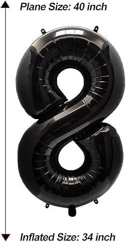 Miniatura 5 de AULE Globos grandes negros de 40 pulgadas con número 8, globos de helio de aluminio grandes del 0 al 9, decoraciones gigantes de fiesta de