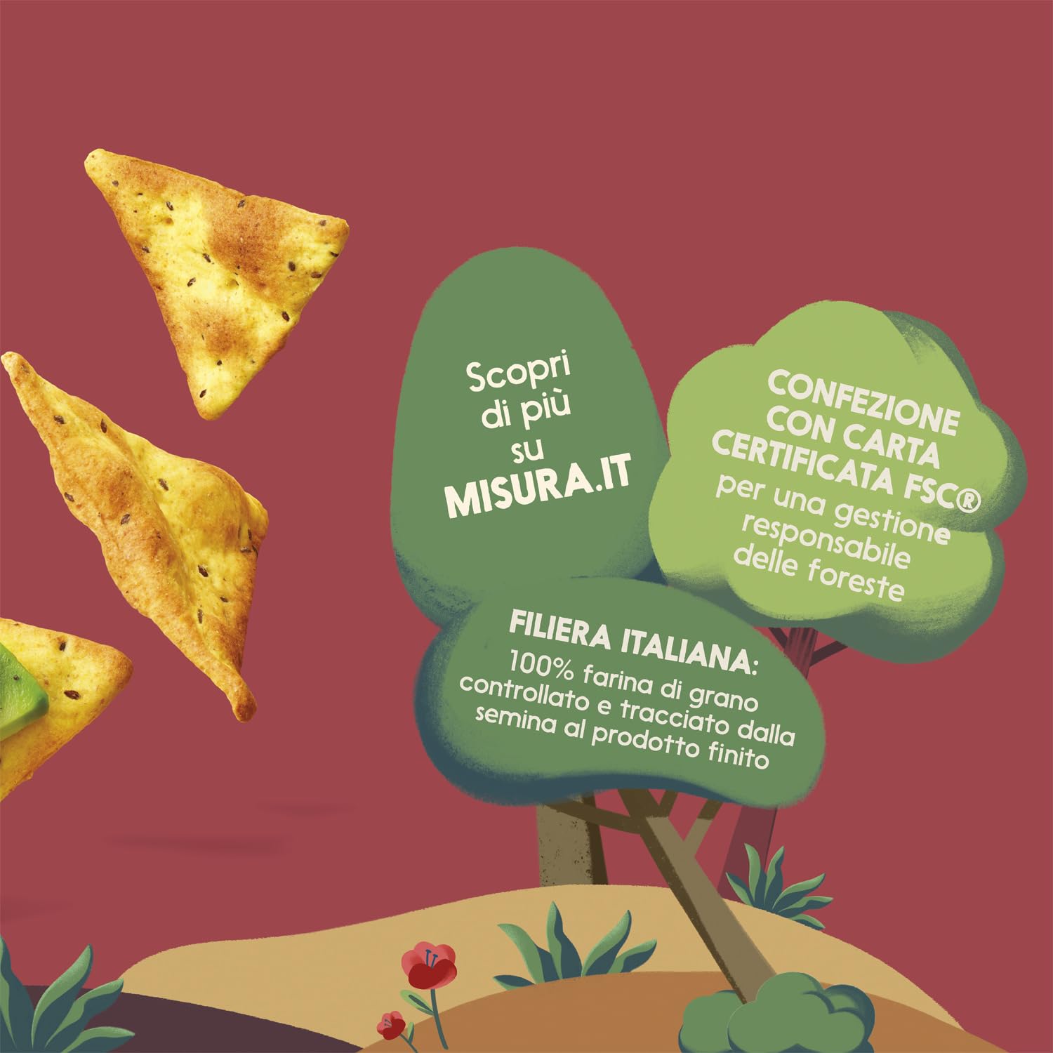 Misura Protein Sfoglie con Semi di Chia - Cotte al Forno, Ricche di Fibre, con 13 g di Proteine, Senza Aromi, Confezione da 170 gr con Carta Certificata FSC