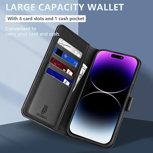 Miniatura 3 de Funda tipo cartera para iPhone 15 Pro Max  Funda magnética de piel sintética con bloqueo RFID, funda magnética con soporte para tarjetas, funda para