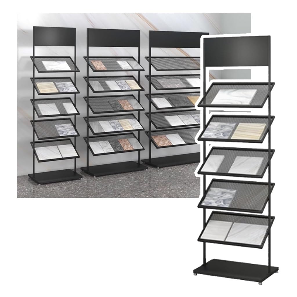 Générique Présentoir à Carreaux en métal à 5 Niveaux, étagère de Rangement pour échantillons de Porcelaine et de marbre, Support de Sol Durable pour matériaux de Construction, idéal pour Les Planches