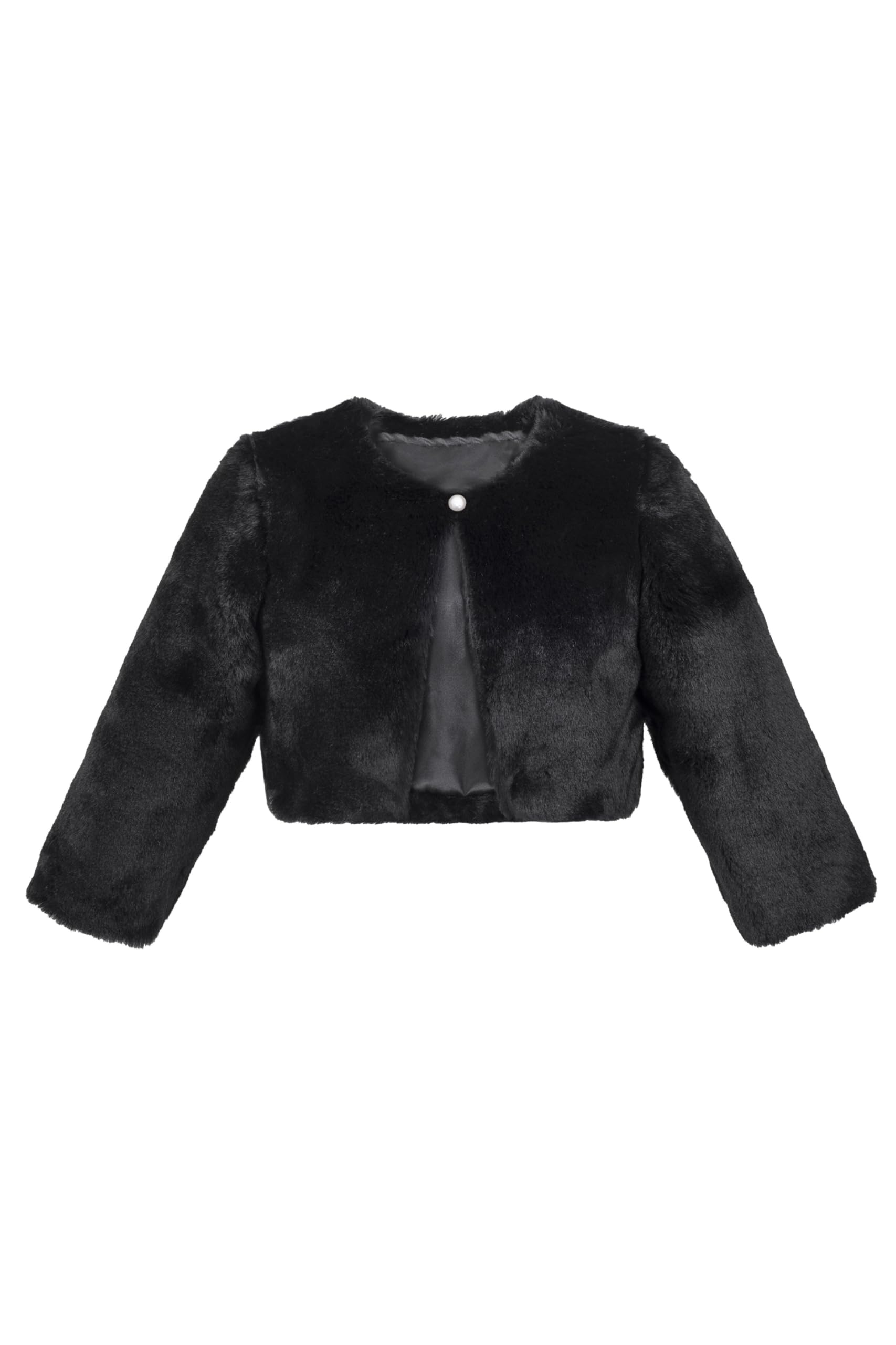 Lilax Abrigo de vestir de manga larga con cuello redondo y piel sintética para niñas