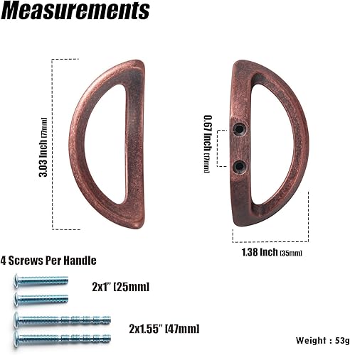 Miniatura 7 de Goo-Ki Tiradores de latón antiguo, tiradores de cajón de zinc sólido con 3 pulgadas (longitud total), paquete de 6