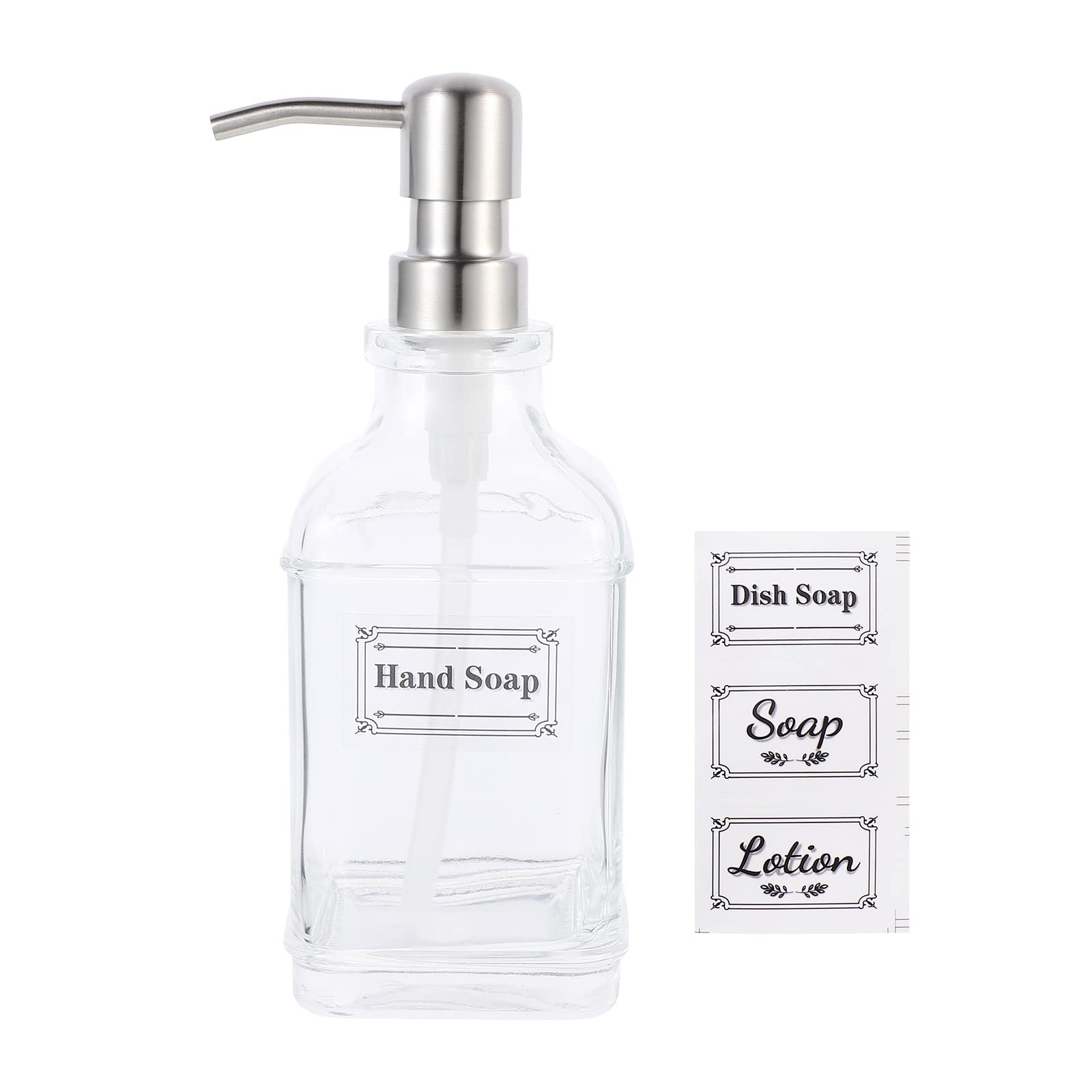 Flacons distributeurs de lotion en verre 300ml avec pompe inox style vintage