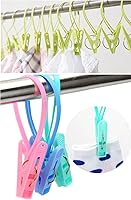 Vista 2 de JCBIZ 24 pinzas de clip para ropa, clip de cuerda multicolor, línea de ropa para colgar, resistente al viento, para colgar calcetines, clavija