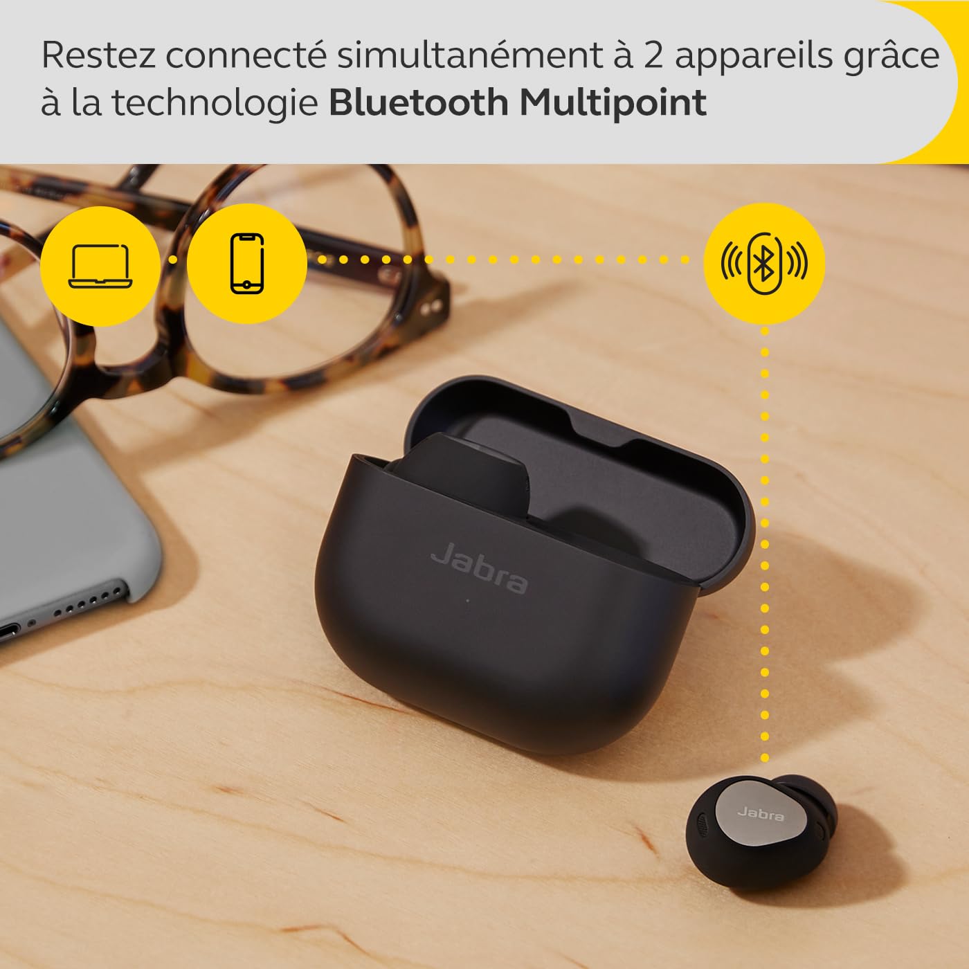 Jabra Elite 10 - Écouteurs sans Fil Bluetooth Intra-Auriculaires - Technologie Advanced Active Noise Cancellation - 6 Microphones intégrés, Son Dolby Atmos - Noir Titanium