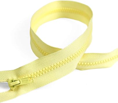 18" Length #5 Open End Zippers with Plastic Teeth, Banana Yellow, Bias Bespoke Brand