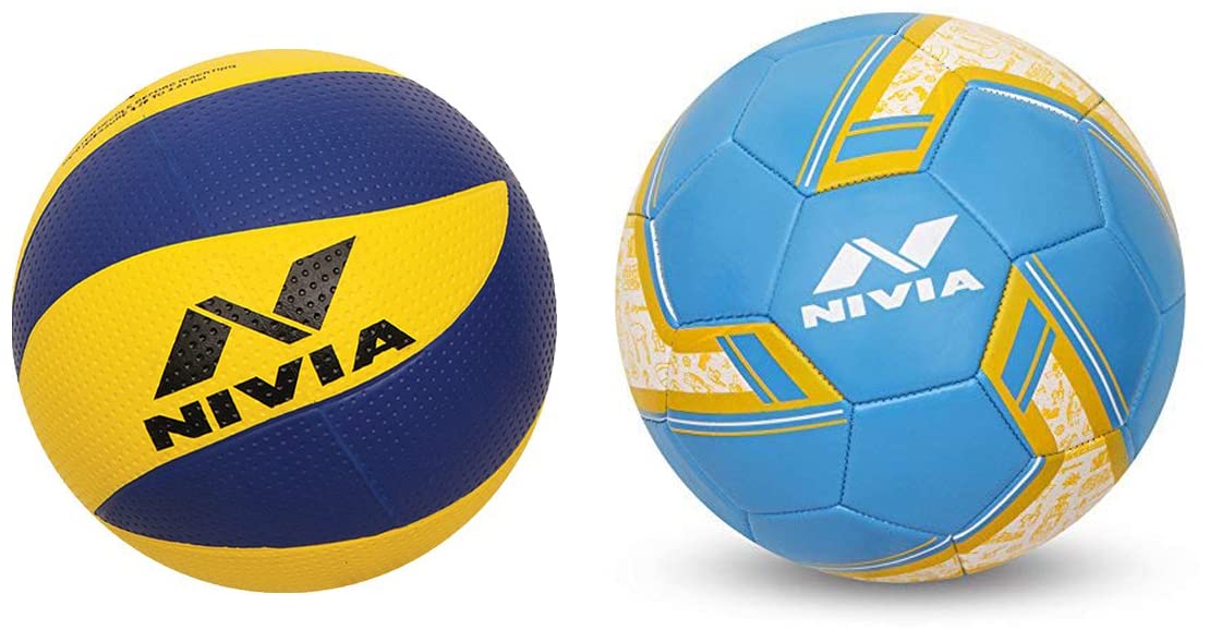 Nivia Craters Moulded Volleyball(Size 4, Yellow/Blue), Rubber & Spinner Machine Stitched Football, Size - 5 (Material: PVC & Rubber) Blue (Argentina) (B09SG6MXCG) Amazon Price History, Amazon Price Tracker