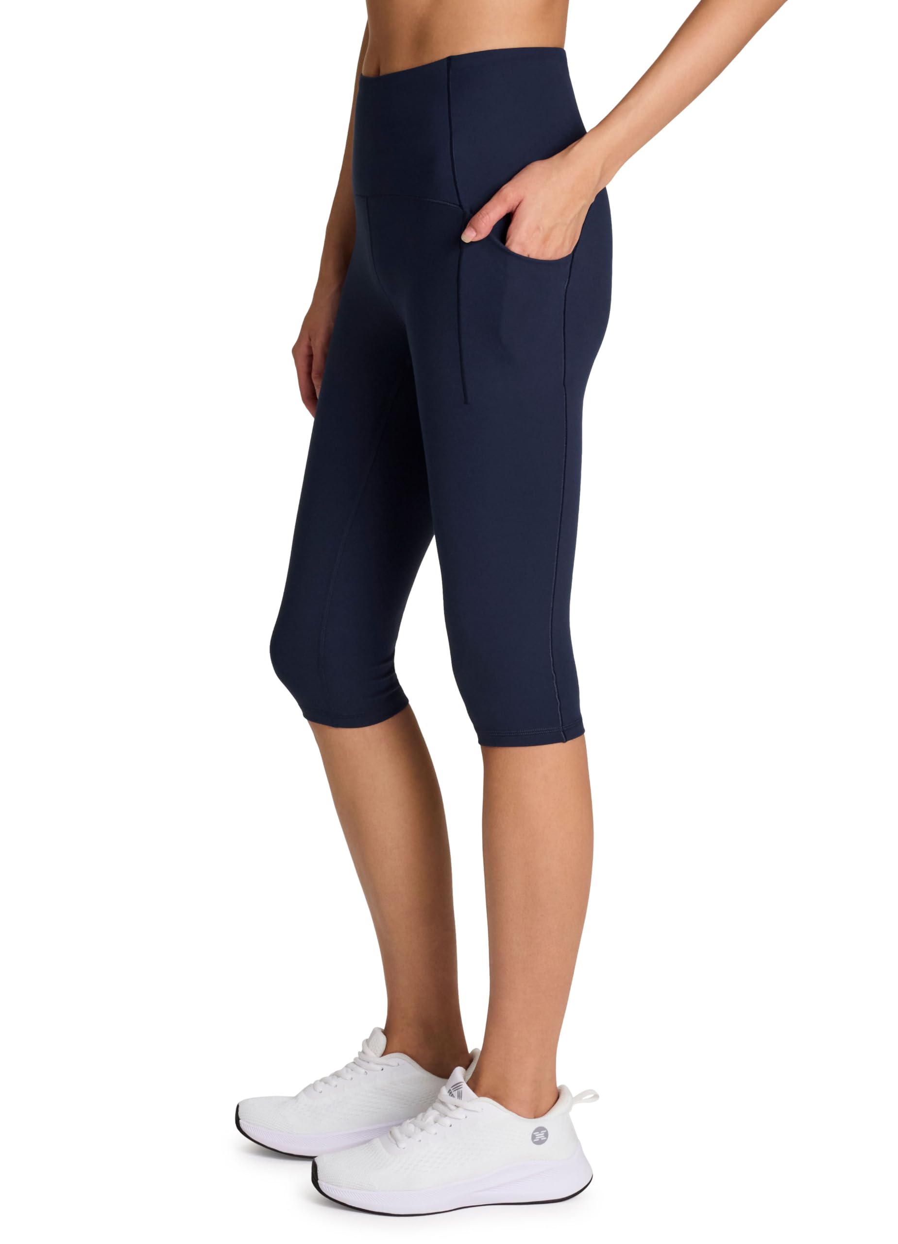 RBX Active Damen-Capri-Leggings mit Taschen für Kniebeuge, feuchtigkeitsableitend, hohe Belastung, ultra-kurze Capri-Leggings