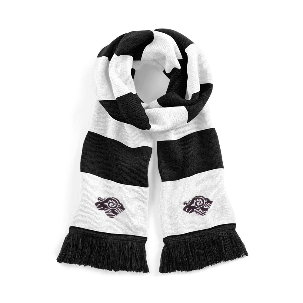 Old School Football Black/White Derby 1970S Retro Traditional Football Scarf Embroidered Logo