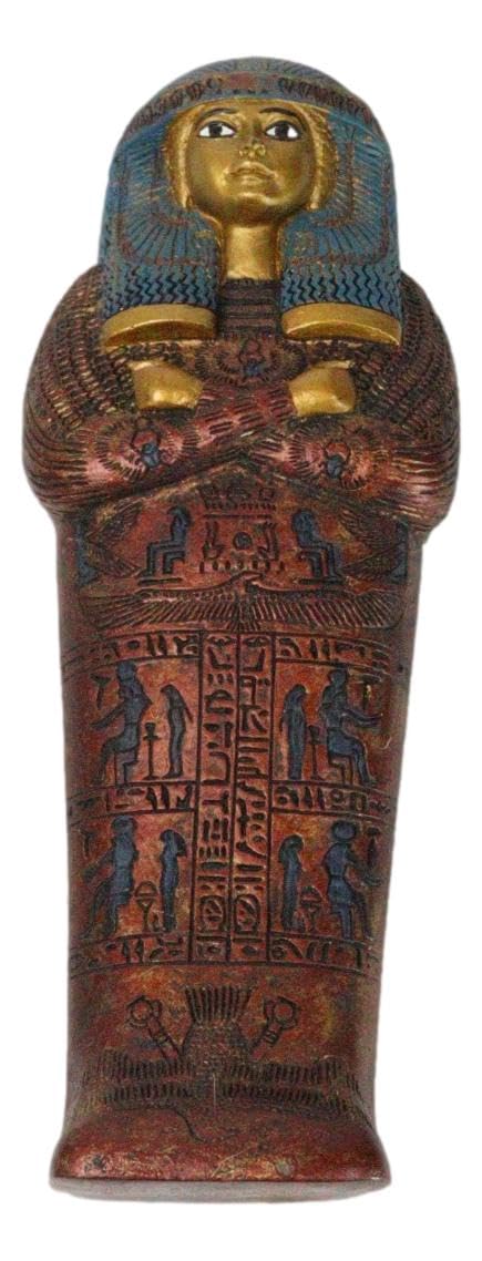 Ebros Ancient Egyptian Civilization Maatkare Hatshepsut The Great Royal Queen of Pharaoh Thutmose Sarcophagus Coffin with Embalmed Mummy Mini Figurine 3 Piece Set 7" Long Pyramid Relic - Image 3