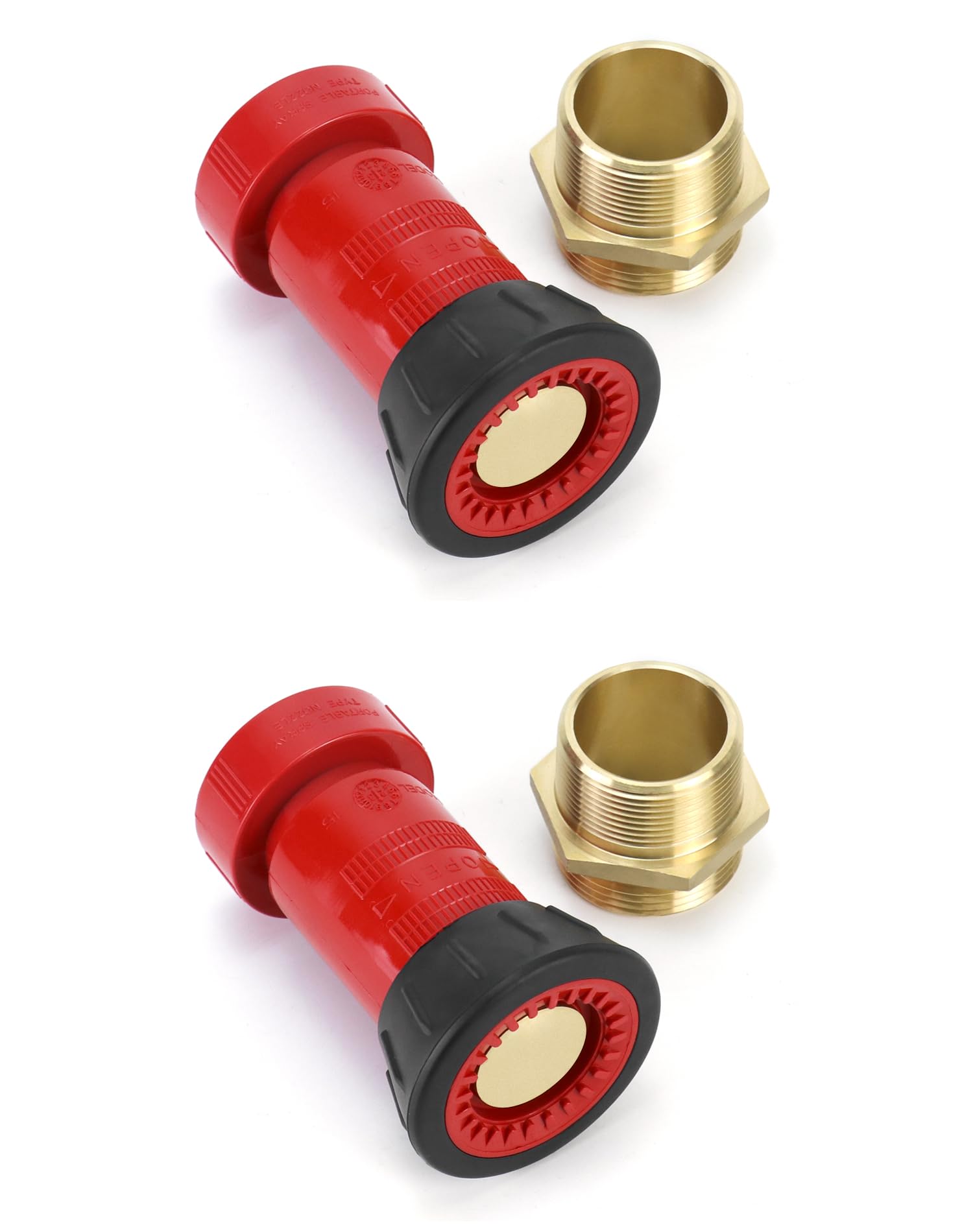 QWORK 2 adattatori esagonali in ottone per attrezzature antincendio, 1-1/2" NPT maschio a 1-1/2" maschio NST (NH) - 2 ugelli per manichetta antincendio, 1-1/2" NST/NH, per antincendio, industriale e