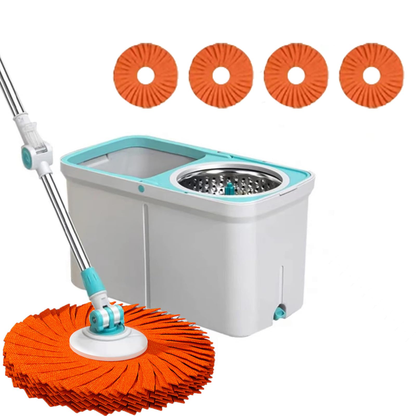 IUYIXWFP Spin Mop and Bucket Floor Cleaning System, 2-in-1 Wet Dry Hands-Free Wringing with 360° Rotating Head, Large Thick Microfiber Mop for Hardwood Tile Laminate Floors