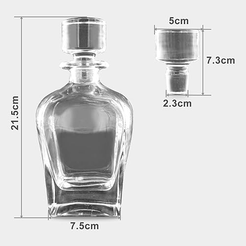 Miniatura 2 de Decantador de vidrio con tapón geométrico hermético, decantador de whisky para vino, bourbon, brandy, licor, jugo, agua, enjuague bucal, vidrio