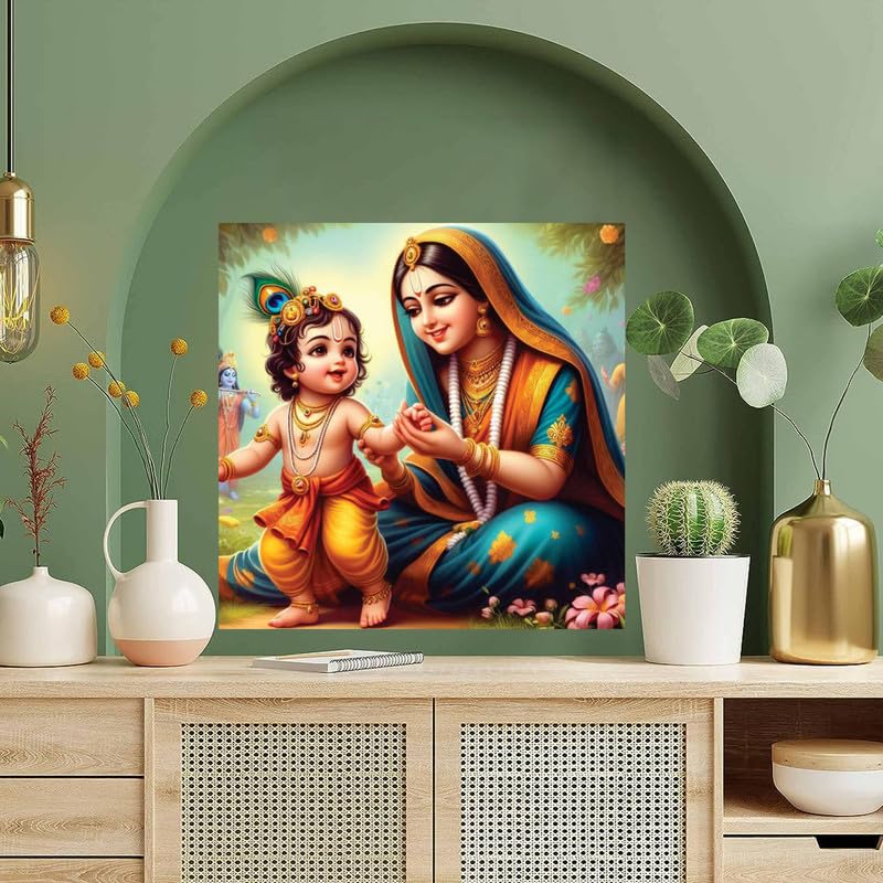 Image of British Terminal Cute little Bal Gopal Baby God Krishna| Kanha Ji | Laddu Lord Makhan Chor Painting Religious Poster for Pregnant Women for wall (matt thin vinyl,sticker,multicolor,unframed)| bj280
