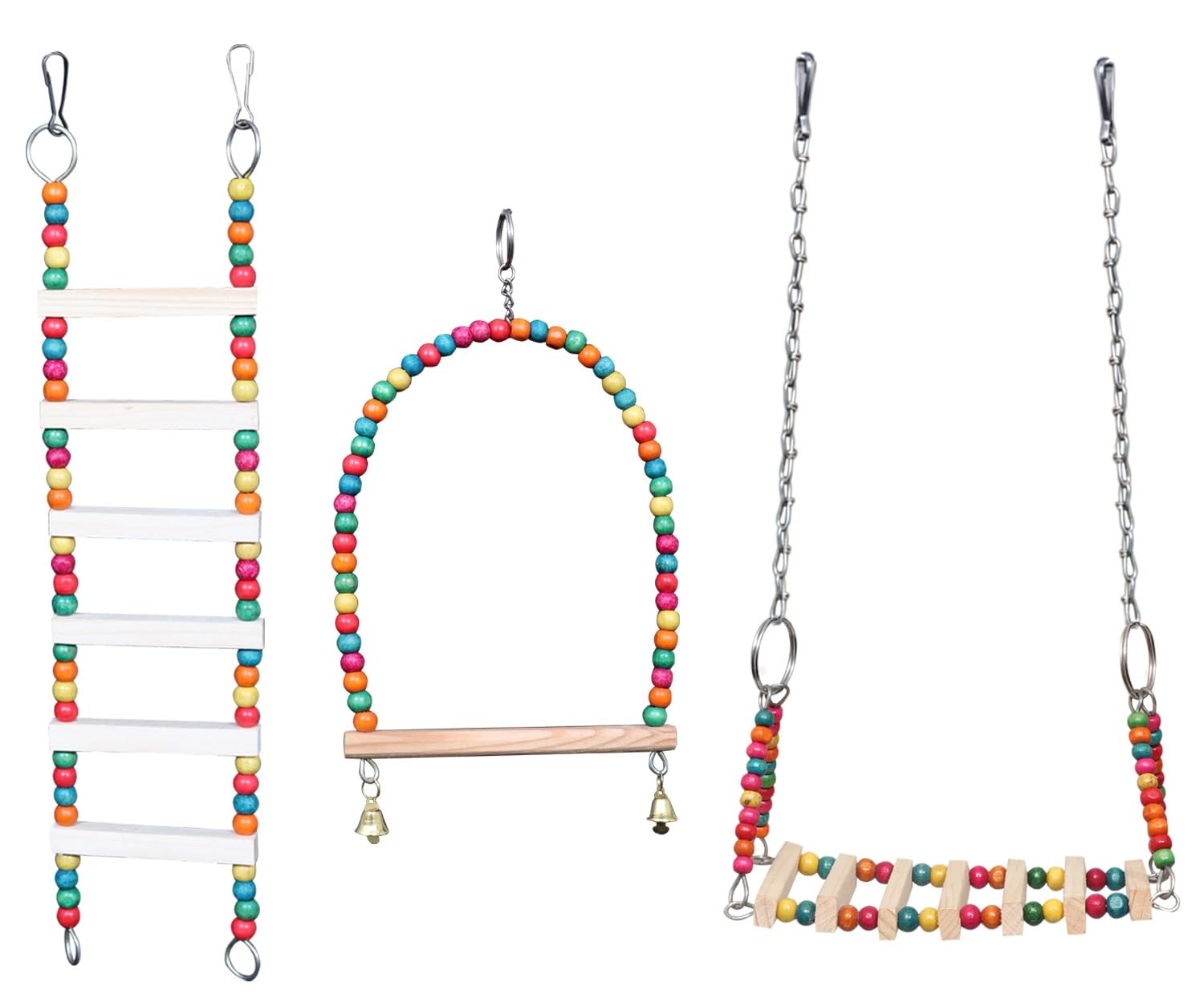 Roots Creations Bird Toys Ladder,Small Swing and Arch Swing Toy for Birds, Pet Toy,Parrot,Cage Accessories & Wooden Training Aid for Bird & Parrots-Combo of 3 (B0CG2R886T) Amazon Price History, Amazon Price Tracker