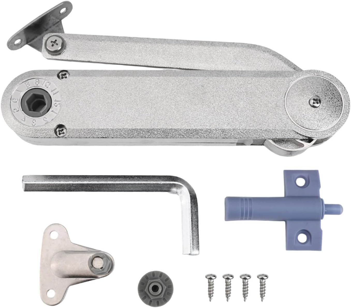 Adjustable Lid Hinge Heavy Duty Gas Spring, Zinc Alloy Cabinet Support with 75° 90° 100° Stop, Random Stay Buffer forBox Wardrobe Storage Chest, Silver
