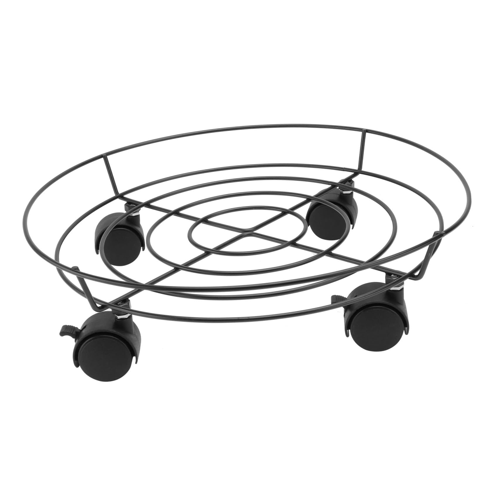 YARNOW 1 Supporto per Bonsai in Ferro con 4 Ruote per Vasi da Fiori Nero 36 Cm Freni