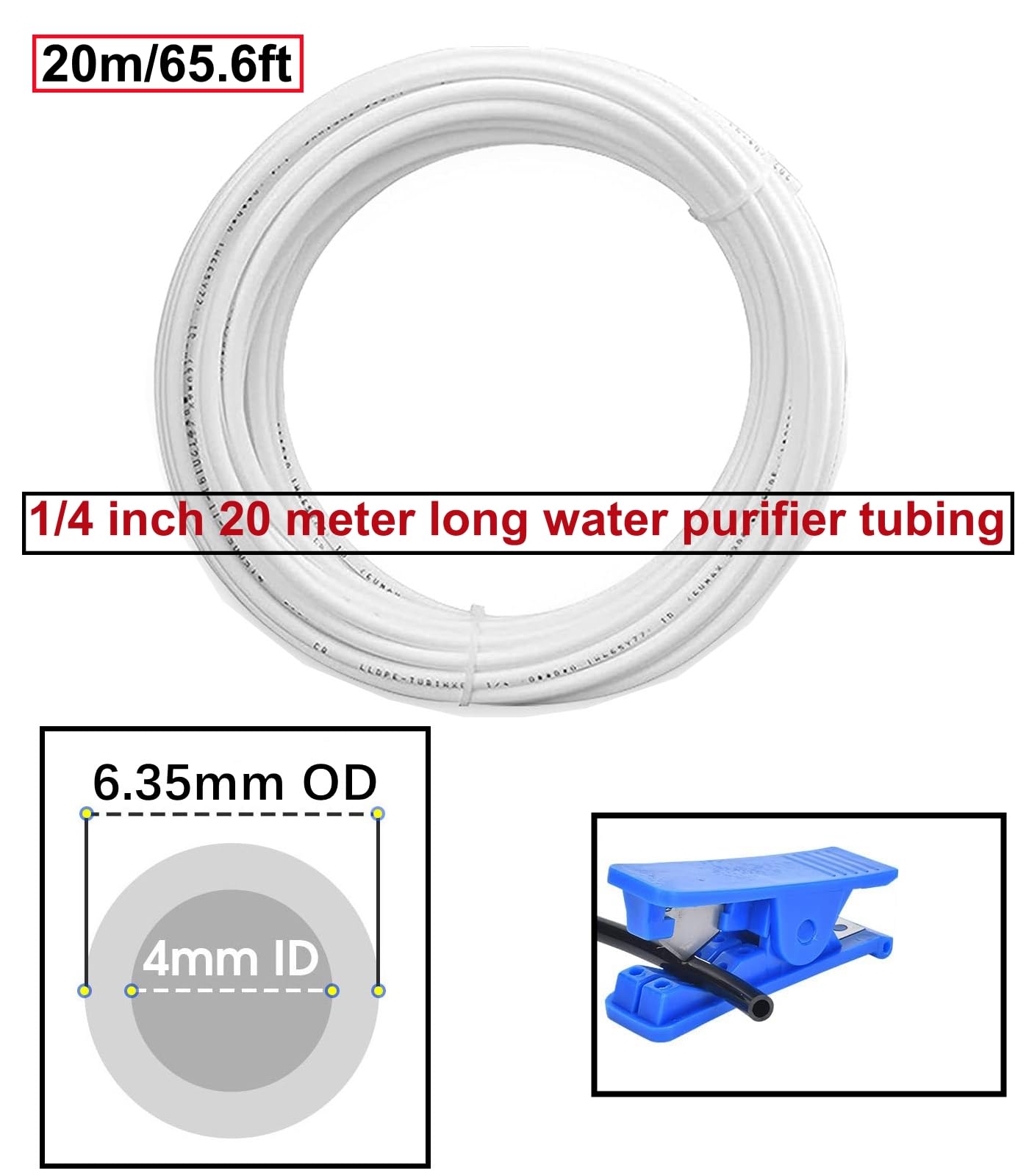 Tubo LLDPE 1/4 Pollice Blu 10 Metri Per Acqua - Per Frigorifero, Osmosi Inversa, Acquario E Filtri