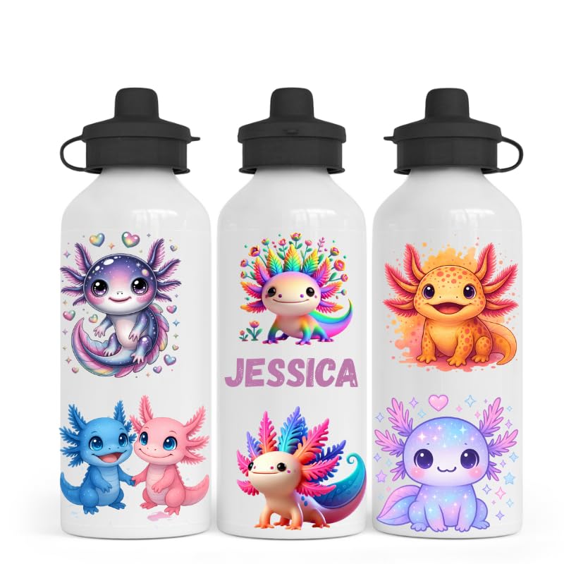Axolotl Themed Personalised Water Bottle 500 ml