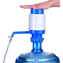 Blue Portable Manual Water Pump for 5 Gallon Bottle, Water Jug Dispenser Bottle Pump Drinking Water Pump with an Extra Short Tube and Cap, Hand Press Water Cooler Dispenser for 2-6 Gallon