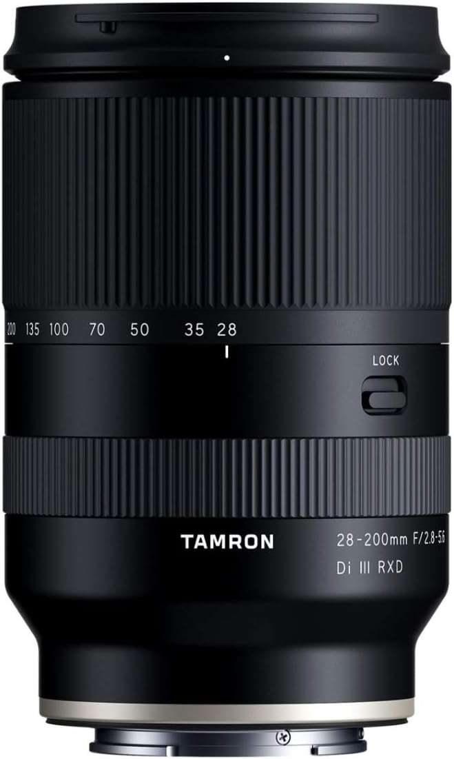 Tamron A071 28-200mm Full-Frame Lens for Sony E Bundle with Two-Pack Rechargeable Battery and Dual Charger, Camera Bag with Accessory and Cleaning Kit, and 12-inch Tripod with Bluetooth (4 Items)