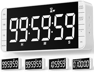 MeesMeek 7.8'' Extra Large Rechargeable LED Kitchen Timer - 99H Countdown/Countup, 3 Brightness, 5 Alarms, 4 Volume Levels | Magnetic Large Timer for Cooking, Classroom, Home Gym