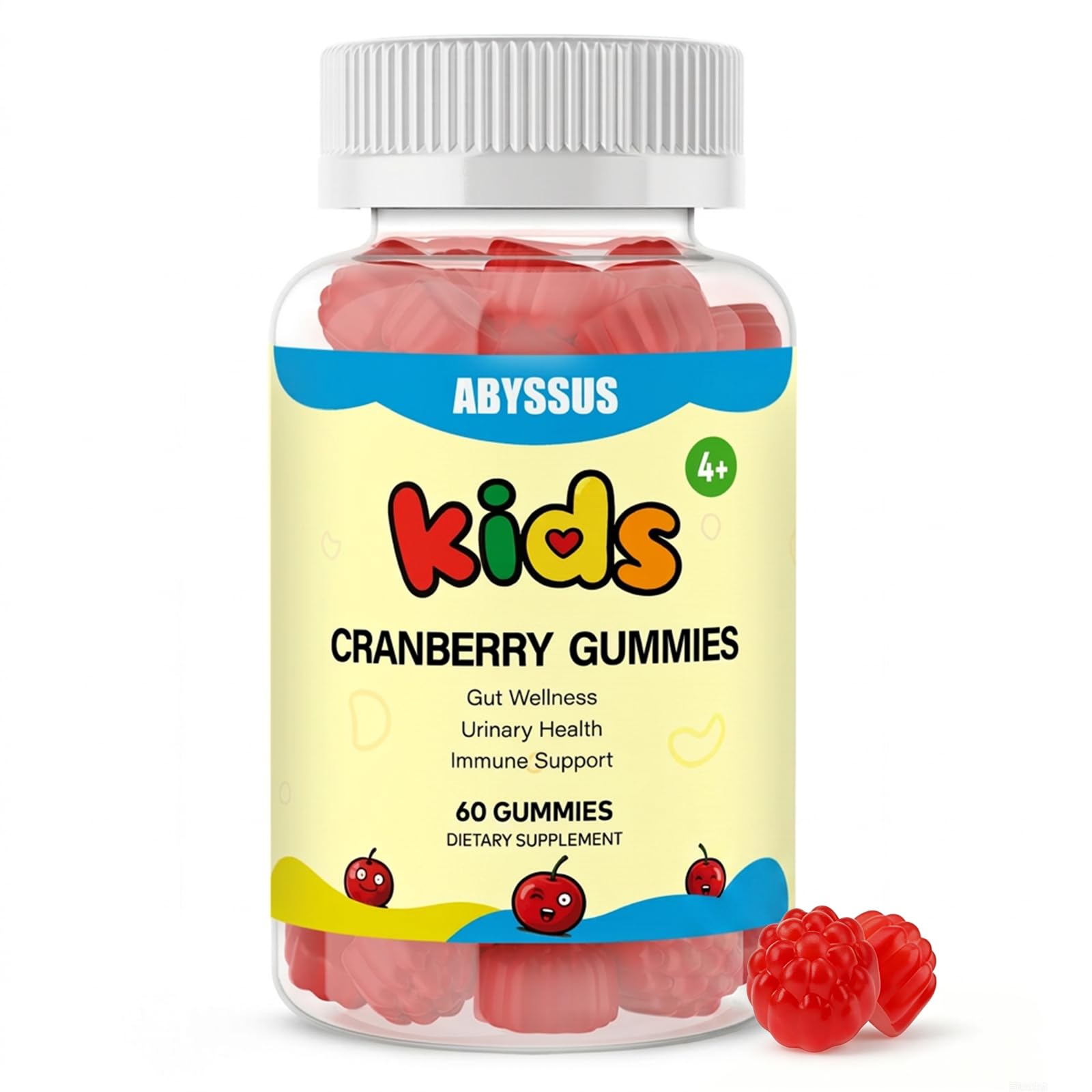 ABYSSUS Cranberry Gummies for Kids with D-Mannose, Sugar Free 60 Count