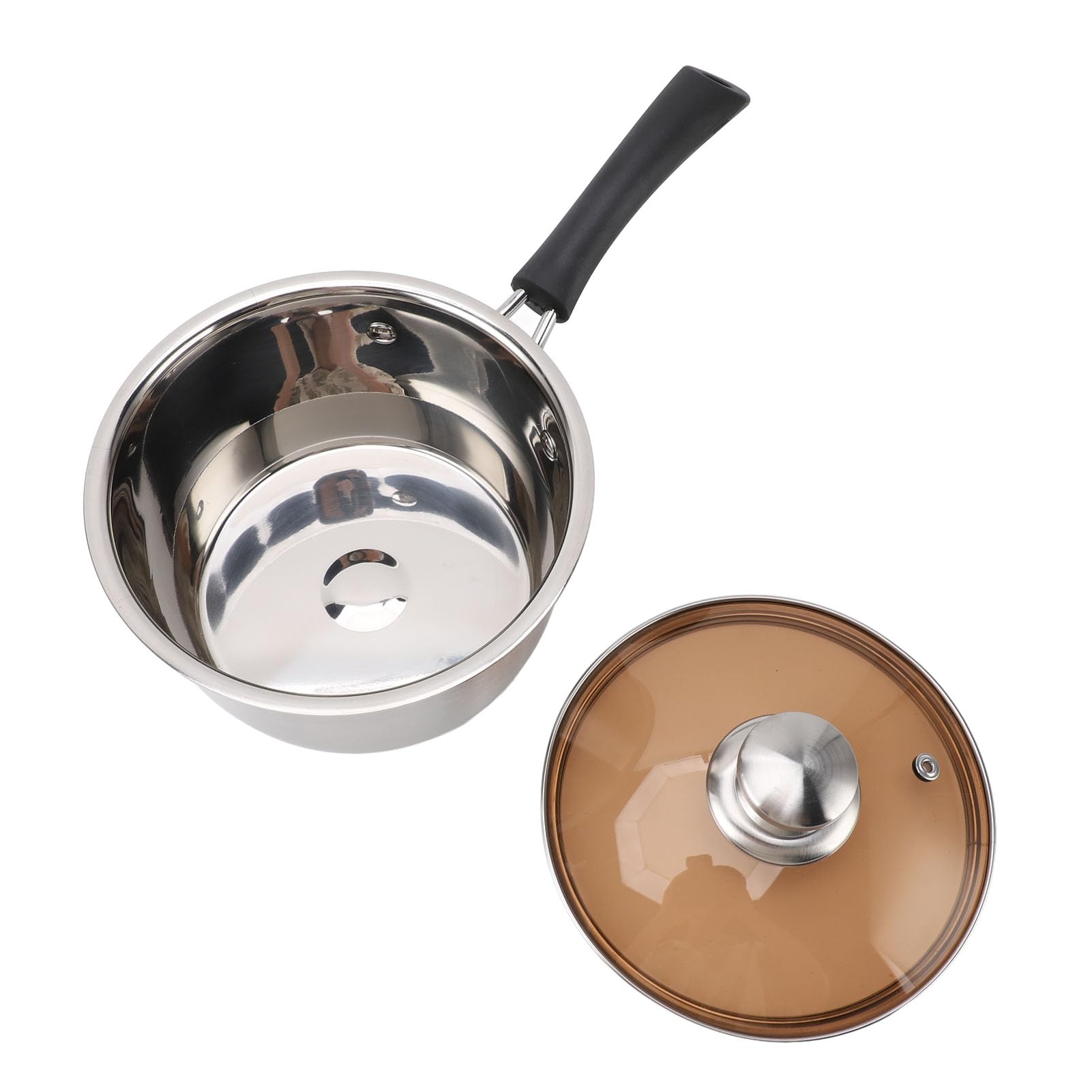 Pentola in acciaio inox, piccola pentola per latte, con manico singolo con rapido trasferimento di calore e design anti-scottatura, zuppa ispessita per alimenti per bambini, porridge e cottura a