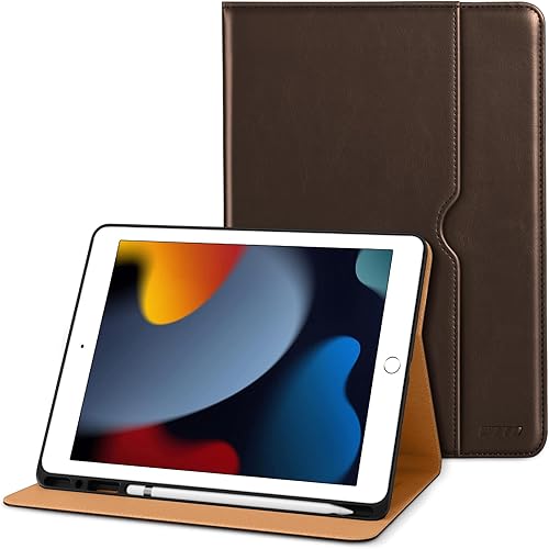 Miniatura 1 de DTTO Funda para iPad de 987 generación de 10.2 pulgadas 202120202019, funda de cuero de alta calidad con soporte para lápiz Apple, encendido y