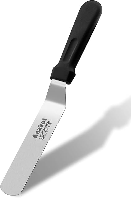 Anaeat Icing Spatula, Professional Cake Angled Offset Spatula with 15cm Stainless Steel Blade - Thickened Frosting Knife with Durable Plastic Handle for Cake Decorating, Pastry & Baking