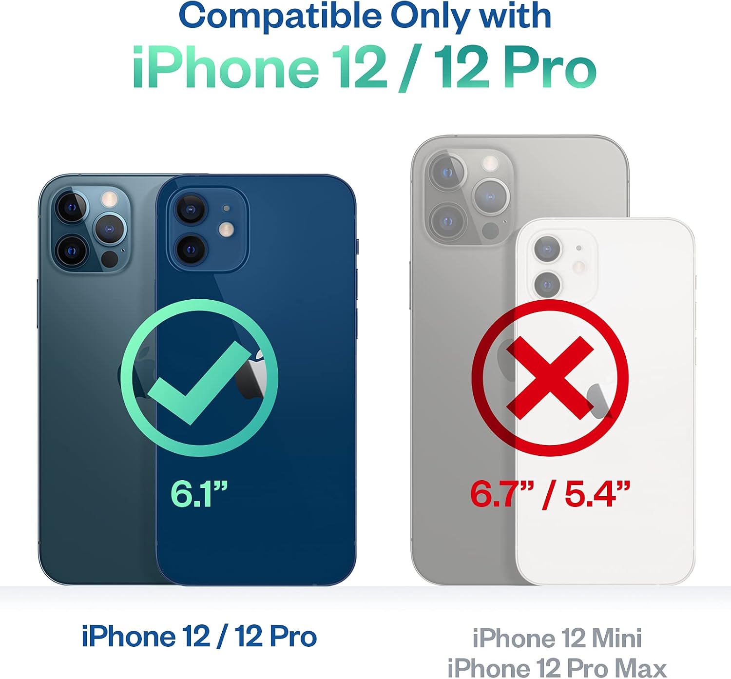 GVIEWIN Compatible with iPhone 12/ iPhone 12 Pro Case 6.1", with [2 Tempered Glass Screen Protectors] Crytal Clear 360 Full-Body Shockproof Women Protective Phone Cover (Clear)