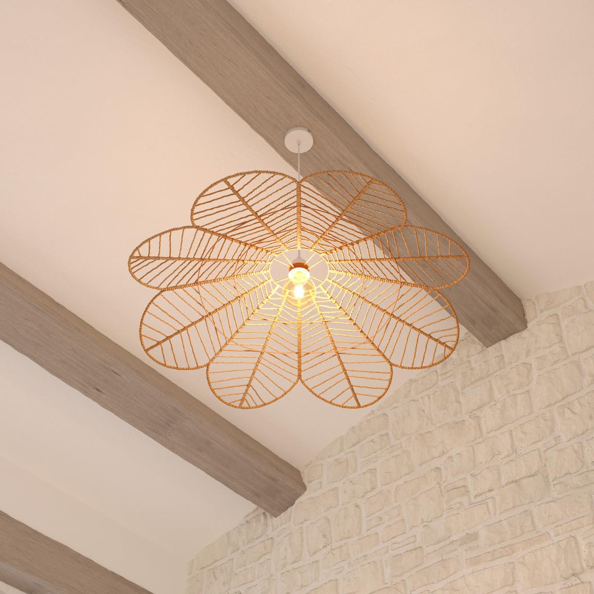 Atmosphera - Suspension Folk - Abat-jour en Papier D98cm - Ampoule Non Incluse E27 40W - Luminaire pour Salon, Bureau, Chambre, Cuisine