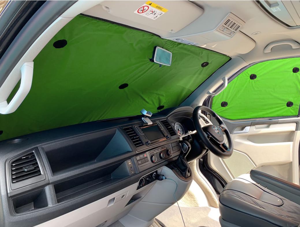 Covprotec Pair Of Middle Thermal Blinds, Compatible/Replacement For Volkswagen Transporter T6.1 (2020-Date) Backing Colour In Lime