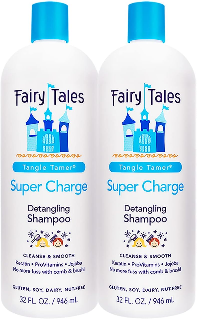 Fairy TalesTangle Tamer Super Charge Detangling Shampoo for Kids - Paraben Free, Sulfate Free, Gluten Free, Nut Free - 32 oz (2 Pack)