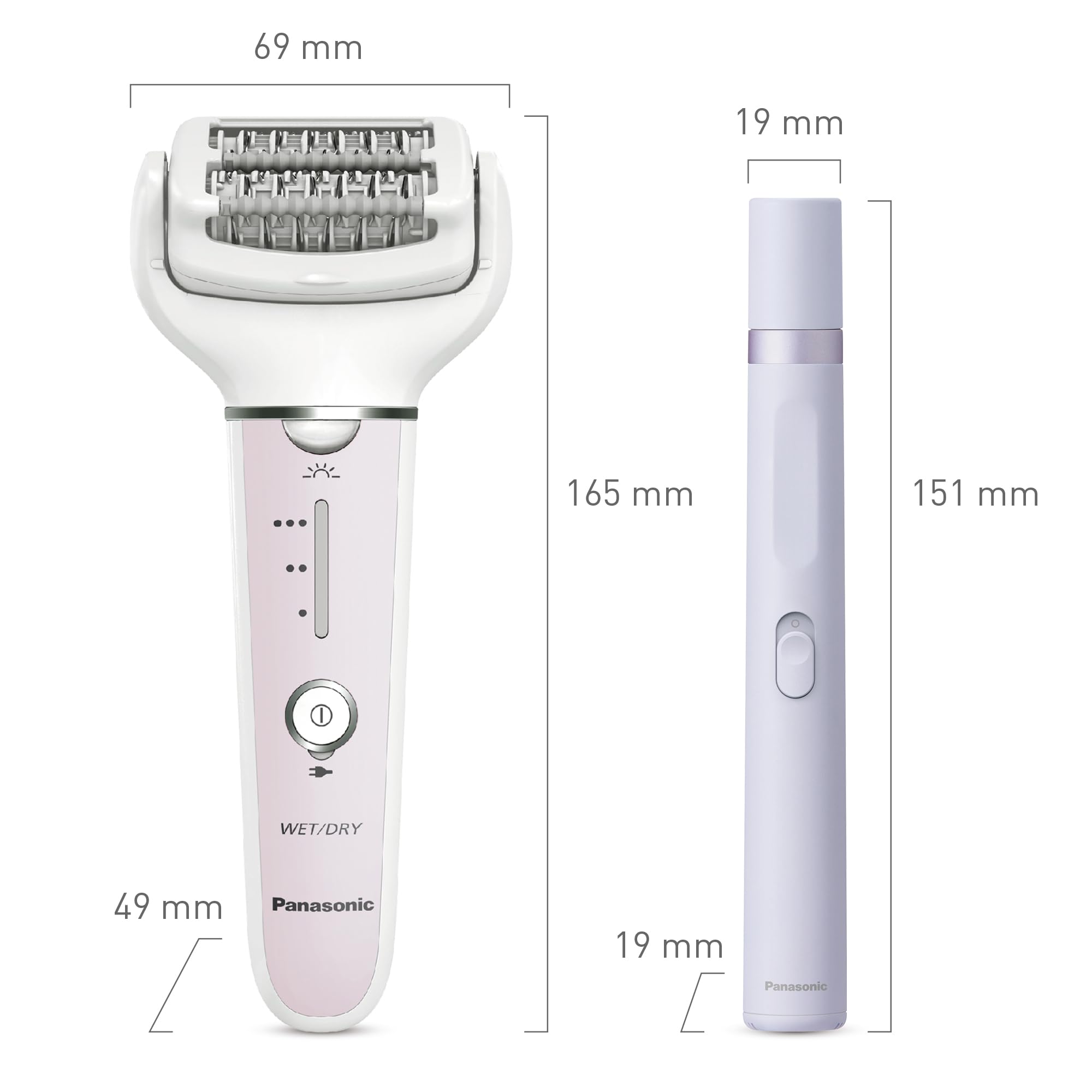 Panasonic ES-EYL9-P503 Kabelloser Nass-/Trocken-Epilierer für Damen, 3 Geschwindigkeiten, Weiß/Hellviolett