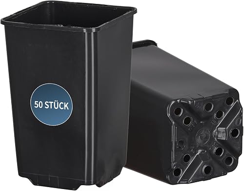 Tymar Doniczki wysokie, 50 sztuk, 9 x 9 x 14, doniczki do wysiewu, do sadzonek lub sadzonek, głębokie doniczki, tworzywo sztuczne