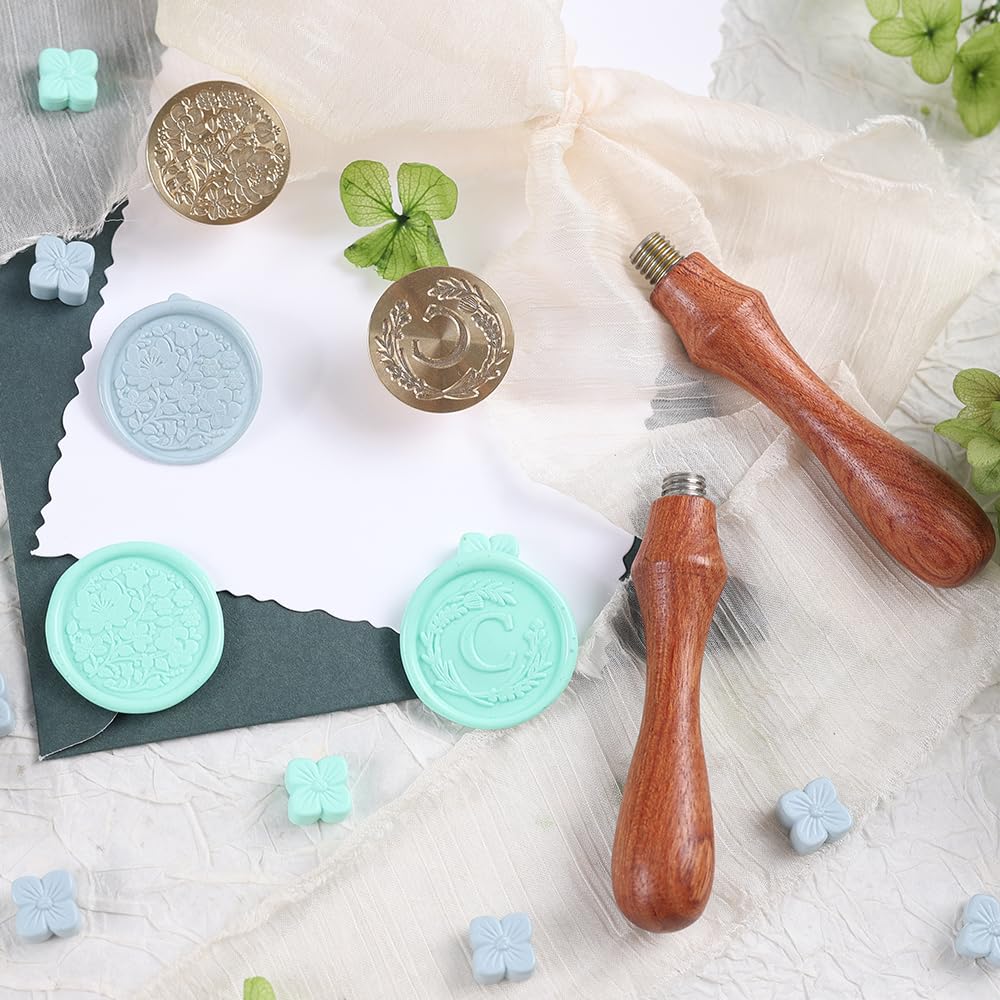 Initial Letter Alphabet C Sealing Wax Stamp with Flower Wax Stamp for Wedding Invitation Gift Wrap Envelopes Christmas Card