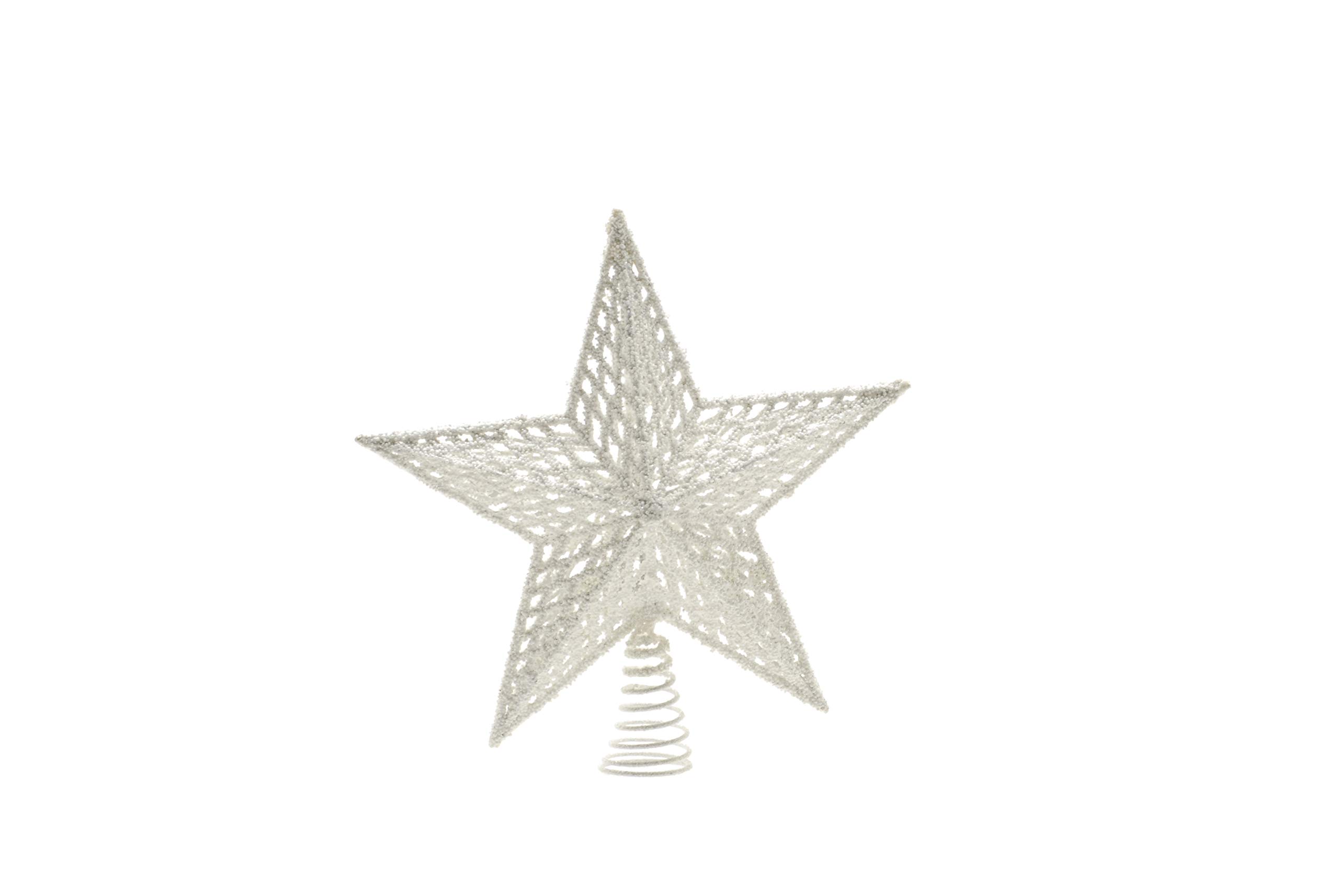Festiv White Festive Tree Top Glitter Tree Topper 30 Centimetre