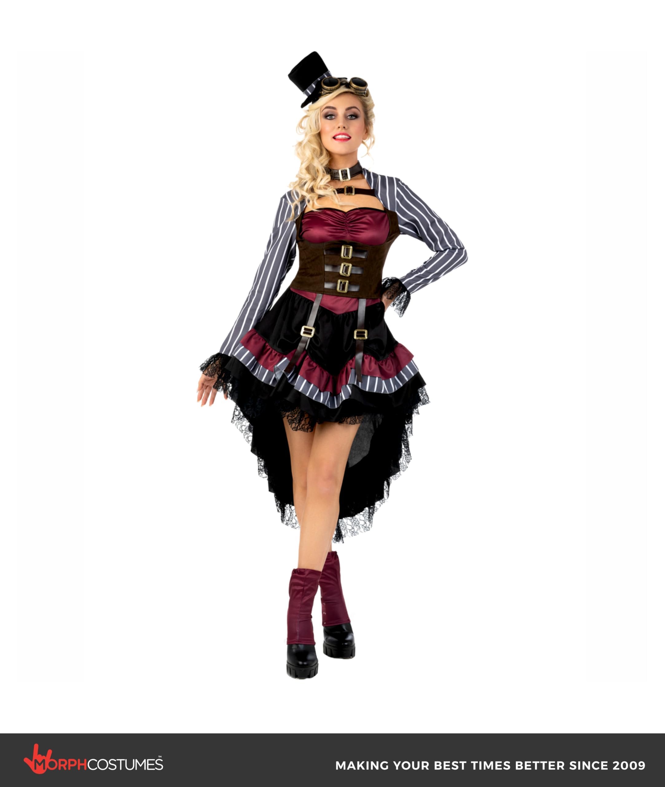 Morph Steampunk damski luksusowy kostium wiktoriański, gotycki kostium na Halloween, dla kobiet, dostępny w rozmiarach S, M, L, XL