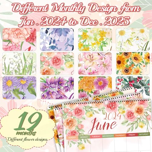 Guasslee Wall Calendar 2024-25, 2024 Wall Calendar, 19-Month Academic Wall Calendar From 2024 Jun - 2025 Dec, 14" X 11.5" Monthly Planner With Corner Protectors, Thick Paper For Home School Office - Image 6