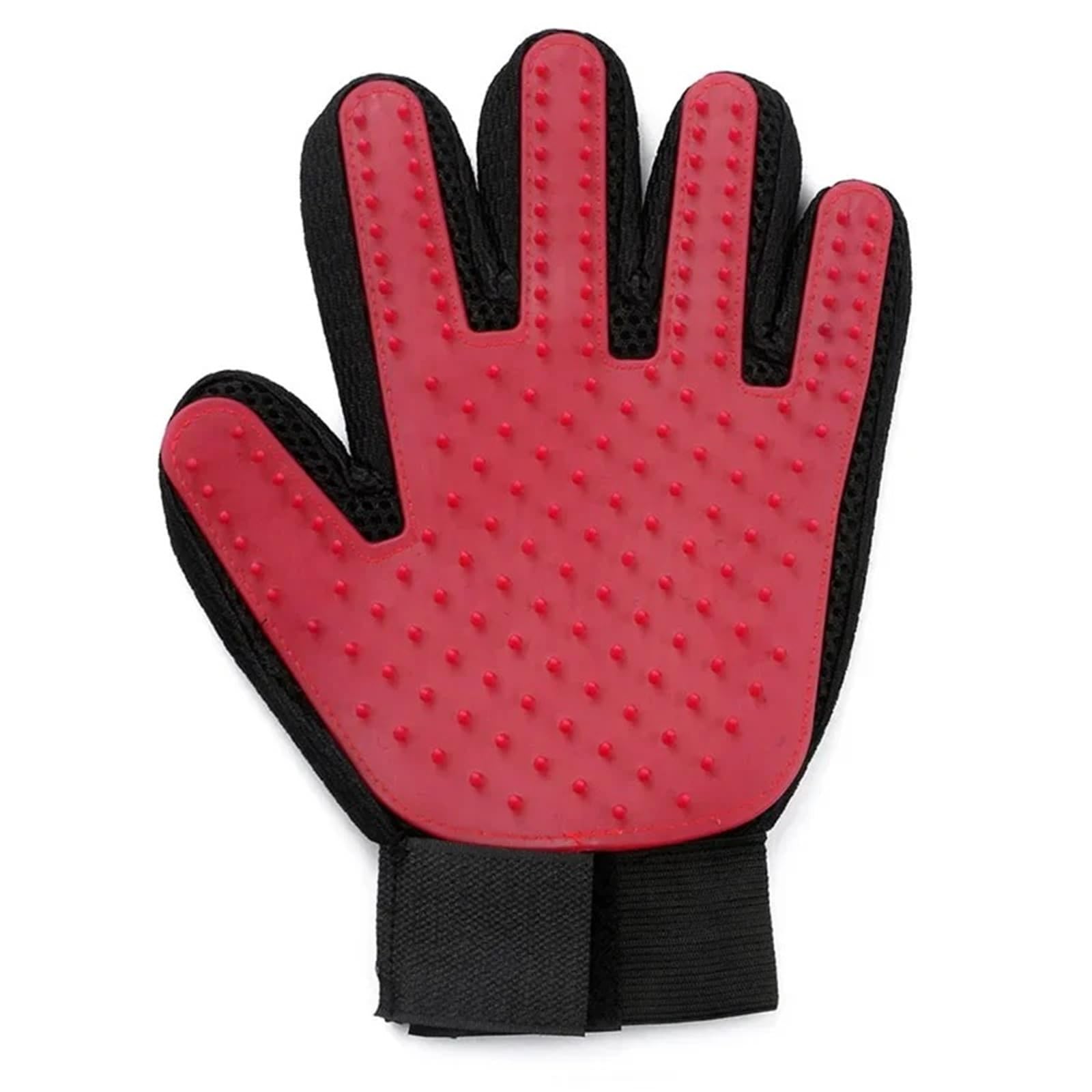 Guantes de silicona para mascotas para perros y gatos, cepillo para el pelo y guantes de peine para baño (rojo izquierdo, 5 piezas)