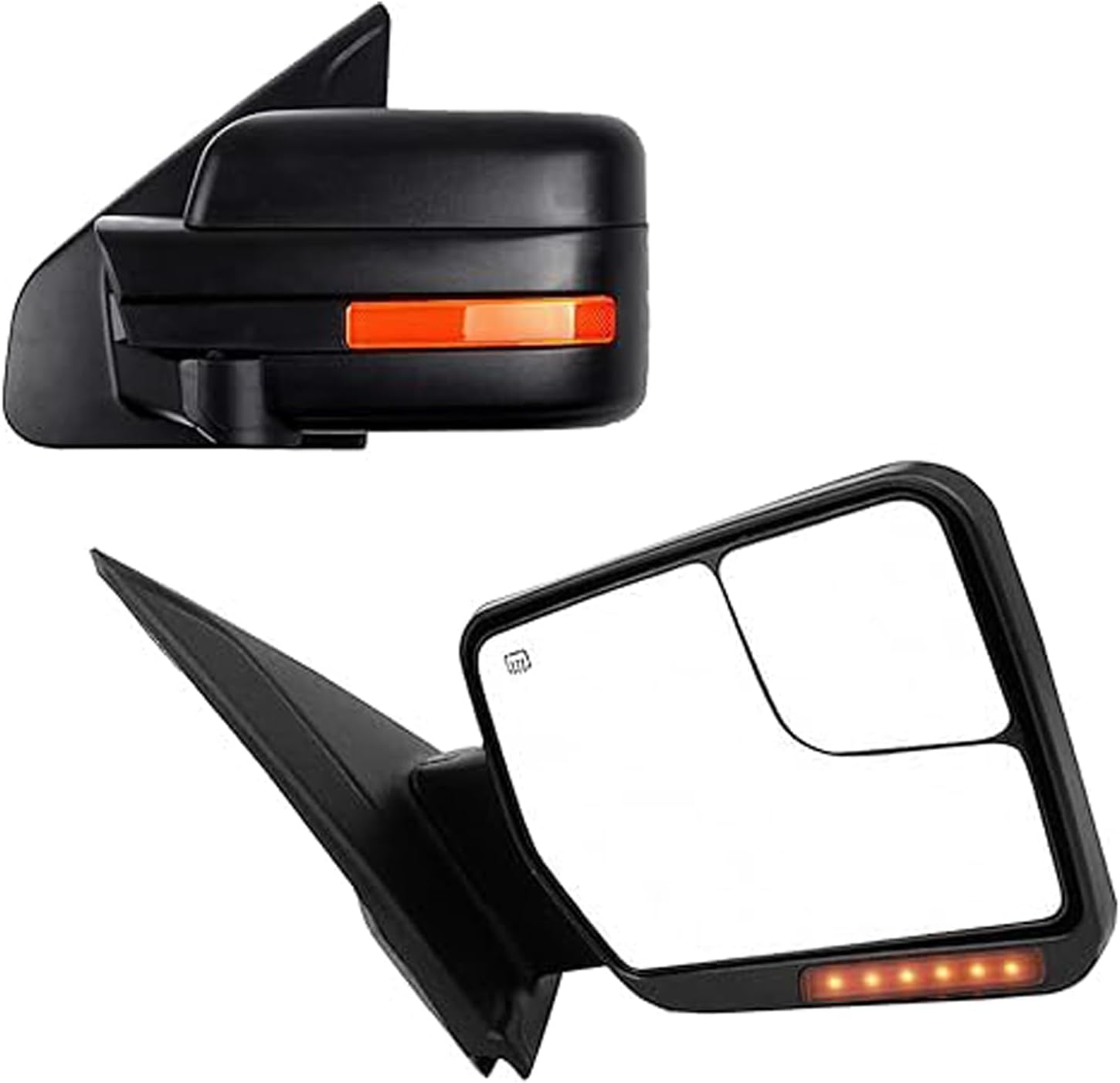 Passenger Side Towing Mirrors Compatible with 2004-2014 Ford F150 with Power Heated,Turn Signal,And Puddle Light(With Reflective Strip)(Right)